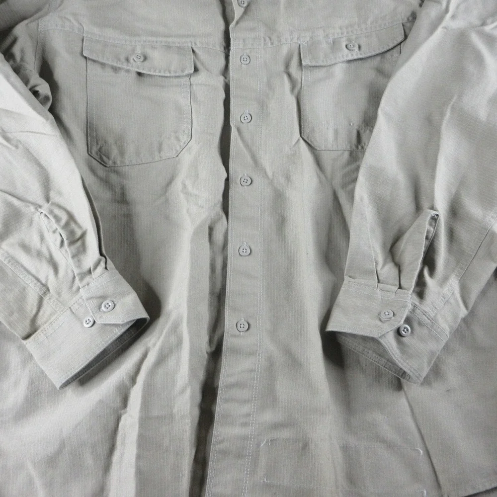 Bulwark FR Shirt Mens 2XL Beige‎ Flame Resistant Long Sleeve Button Up Workwear